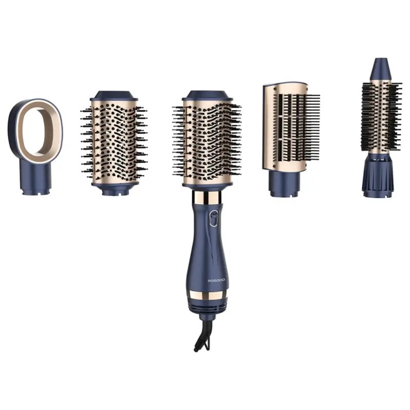 Porodo 5-in-1 hot air brush Qatar blue gold styling set