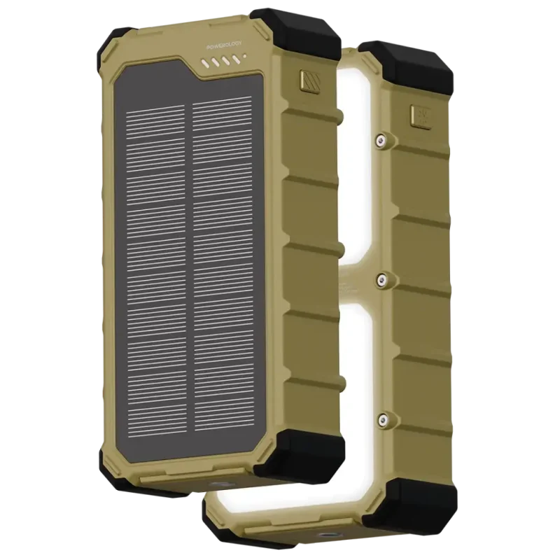 Powerology Solara 20K solar power bank khaki 20000mAh portable charger in Qatar